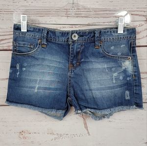 NWOT Armani Exchange distressed frayed hem cut off low rise denim shorts